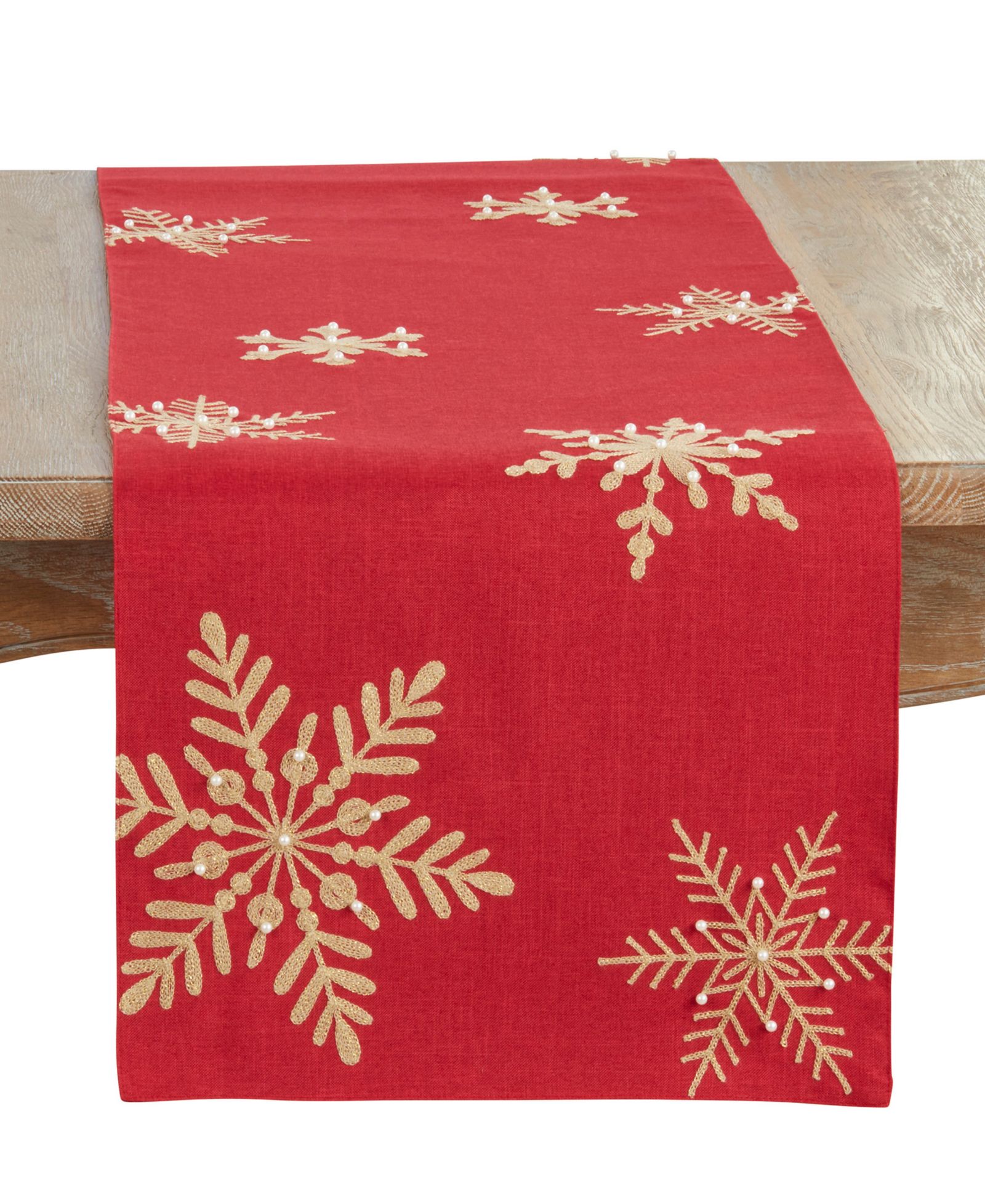 Saro Lifestyle Snowflakes Table Runner, 16" x 70"