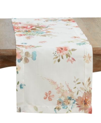 Скатерть-раннер Saro Lifestyle Hemstitch Floral, 16" x 72"