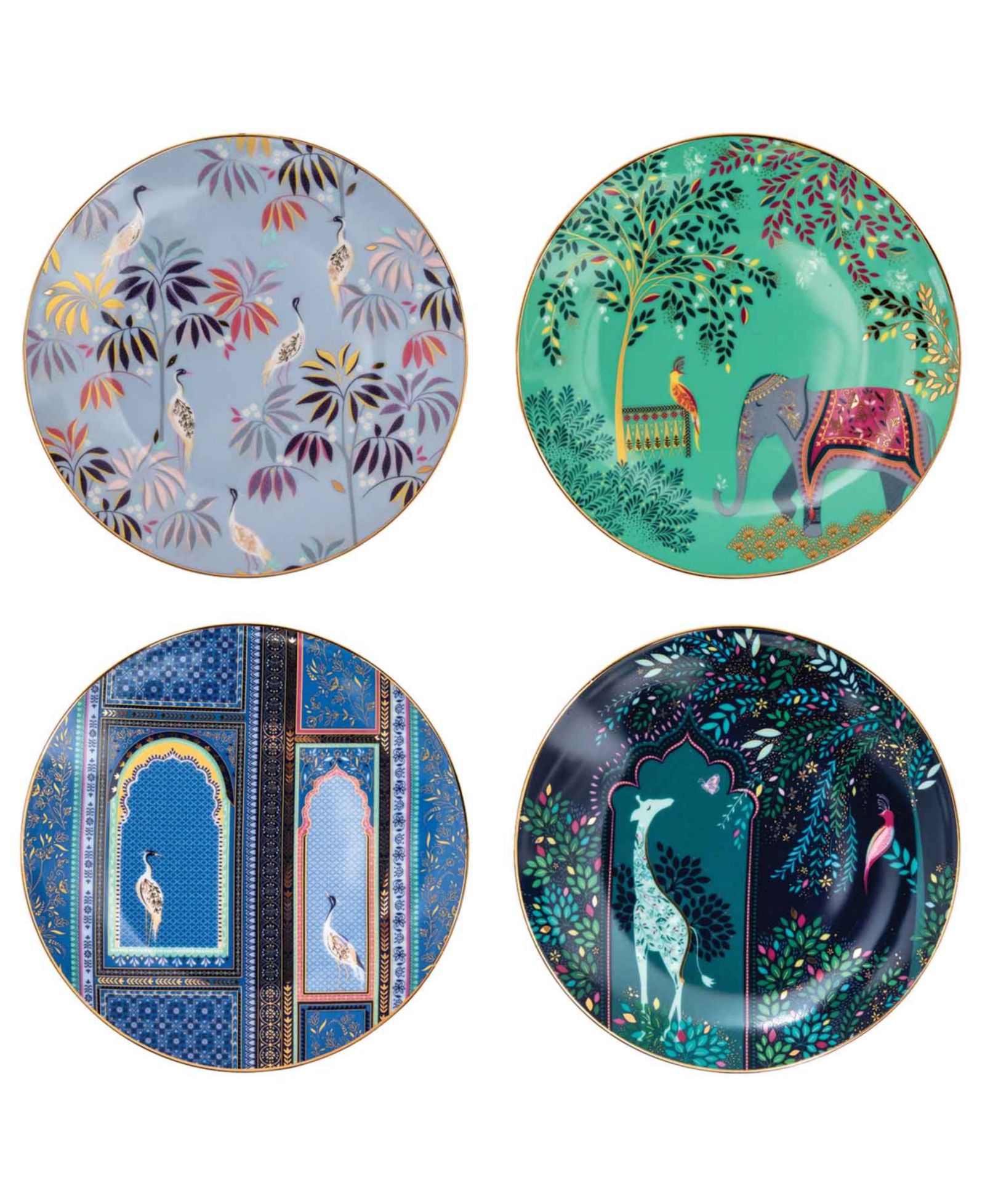 Portmeirion Sara Miller India Cake Plates, Set of 4