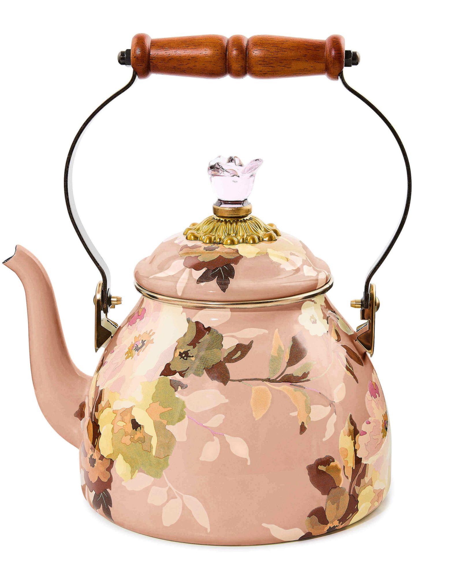 MacKenzie-Childs Wild Rose Mauve 2-Quart Tea Kettle