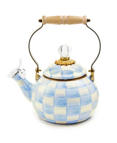 MacKenzie-Childs Sky Check Whistling Tea Kettle