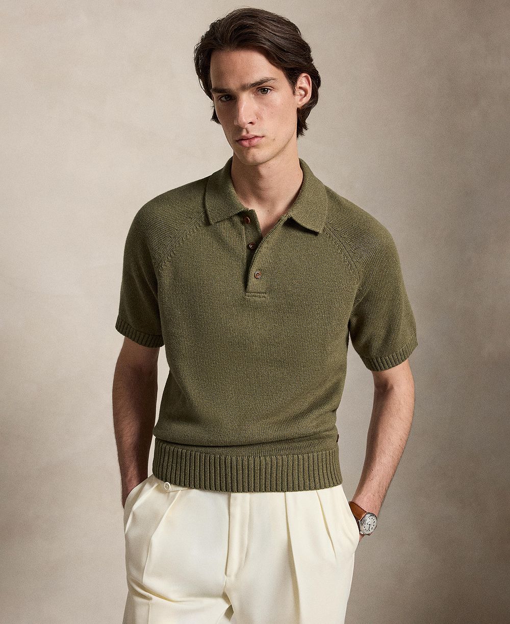 Мужской хлопковый поло-свитер Polo Ralph Lauren Thick-Gauge