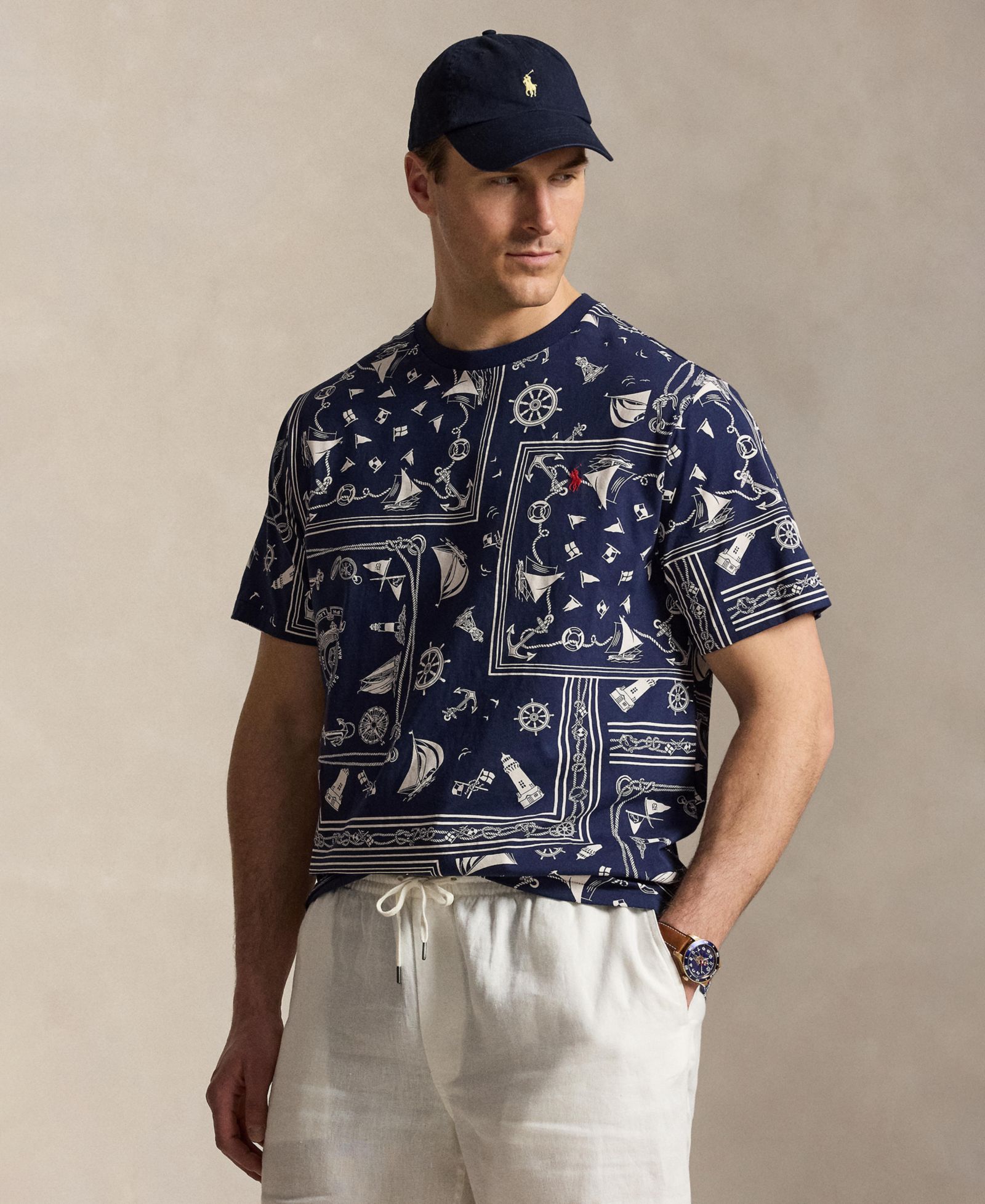 Polo Ralph Lauren Men's Big & Tall Print Bandanna Jersey T-Shirt