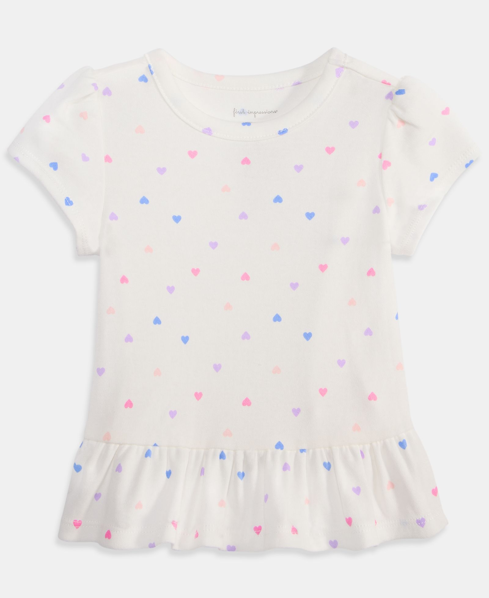 Футболка First Impressions Toddler Girls' 2T-4T Mix and Match Heart-Print Peplum