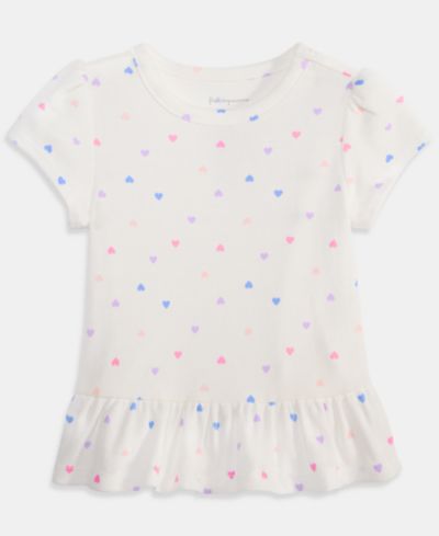 Футболка First Impressions Toddler Girls' 2T-4T Mix and Match Heart-Print Peplum