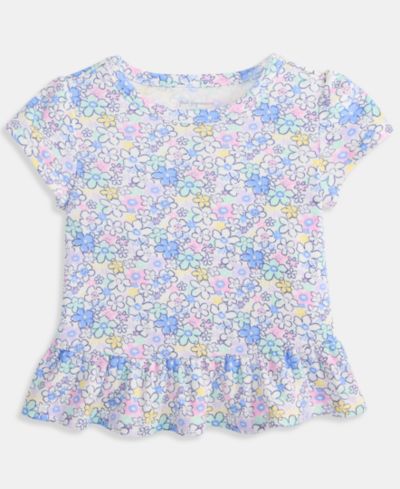 Футболка First Impressions Baby Girls' 3M-24M Floral-Print Peplum