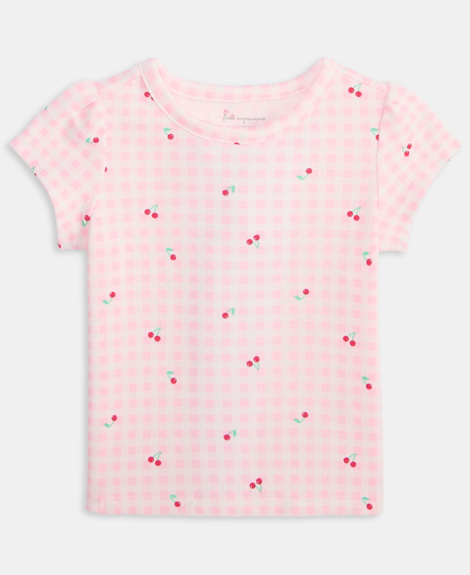 First Impressions Детская футболка с принтом Cherry Gingham 2T-4T