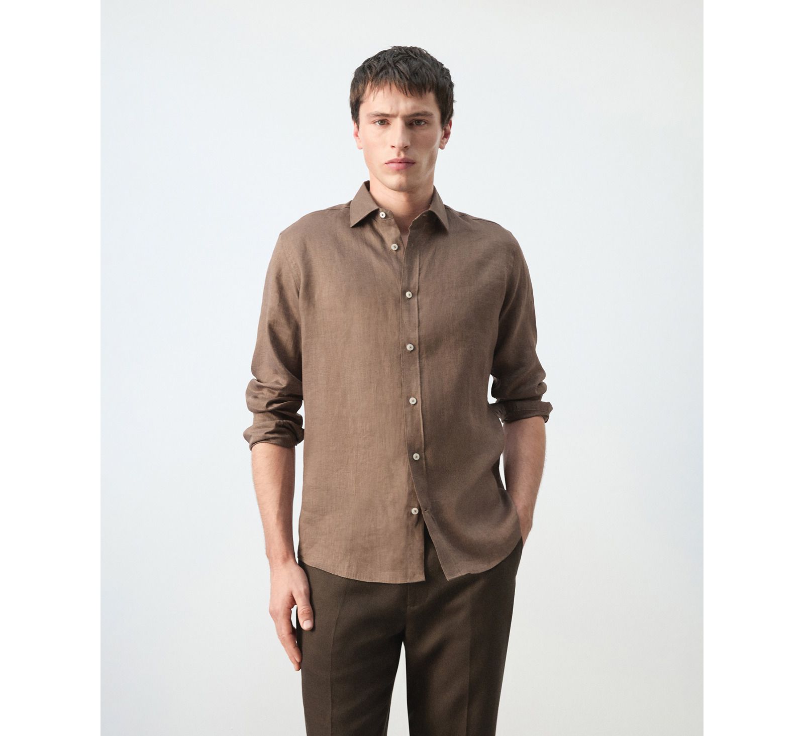 Мужская льняная рубашка Mango Regular-Fit