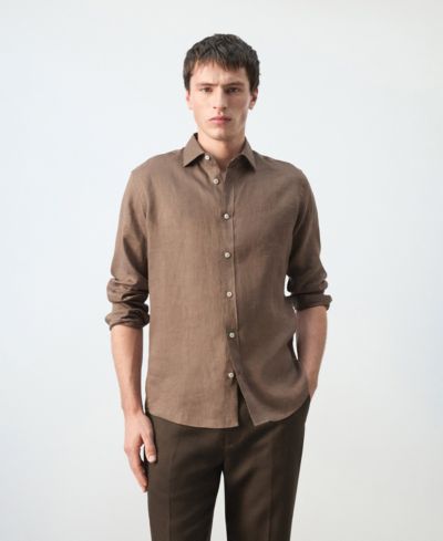 Мужская льняная рубашка Mango Regular-Fit