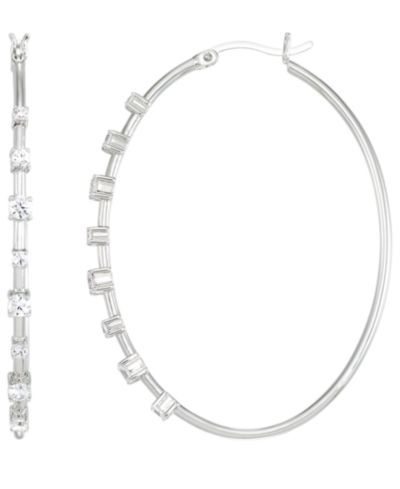 Macy's Cubic Zirconia (2 ct. t.w.) Hoop Earrings in Sterling Silver
