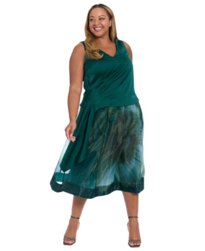 Muse Юбка миди плиссированная из органзы Plus Size