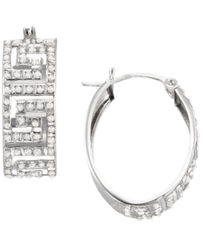Macy's Diamond Accent Hoop Earrings (0.01 ct. t.w.) in Sterling Silver