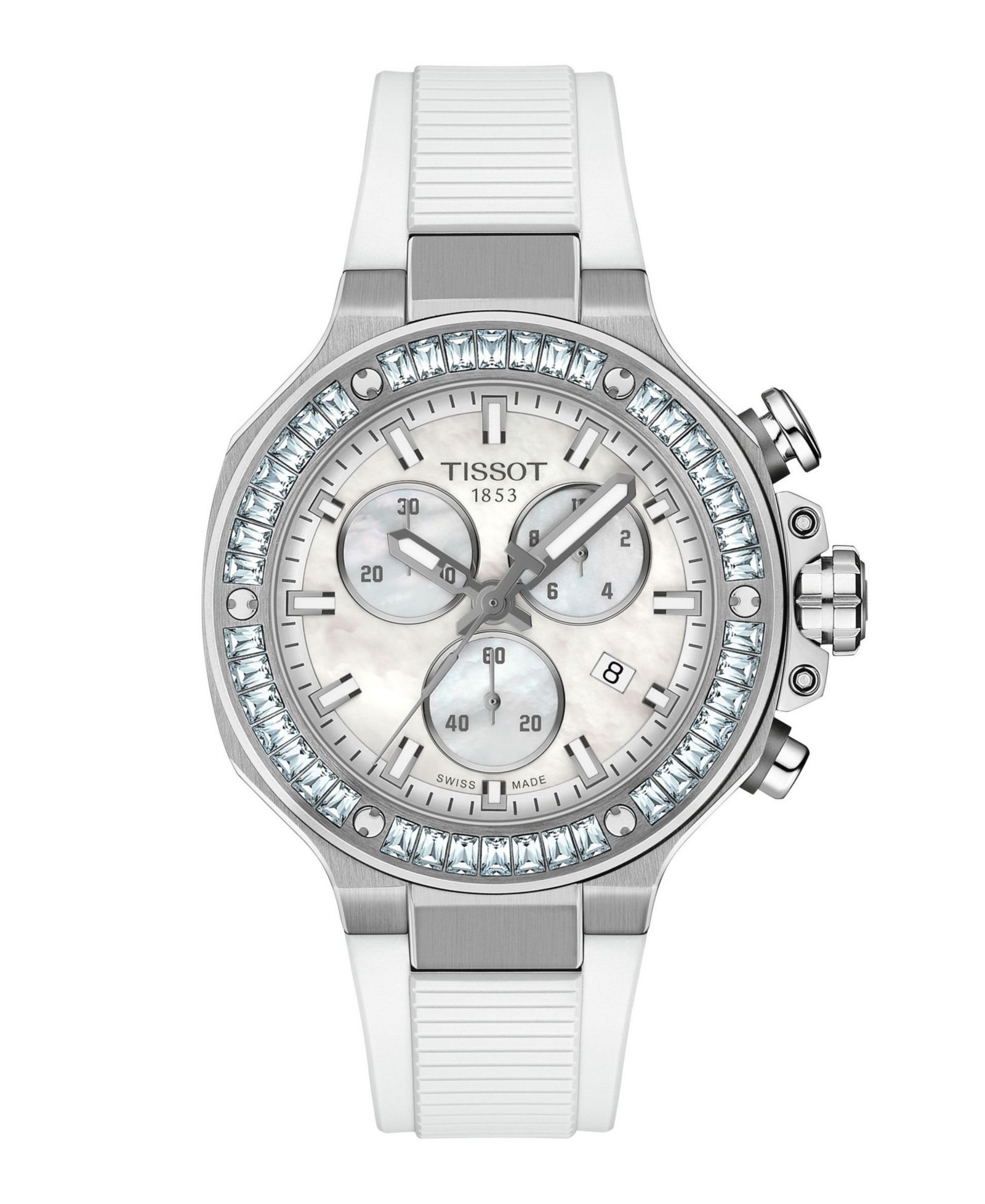 Tissot унисекс белые часы на силиконовом браслете, 38mm