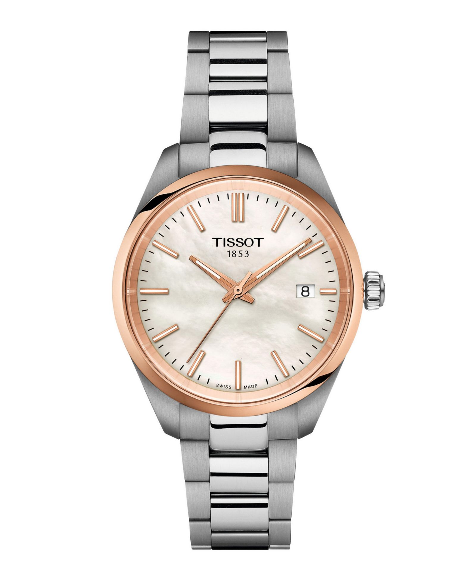 Tissot Унисекс наручные часы в стальном браслете, серые, 34mm