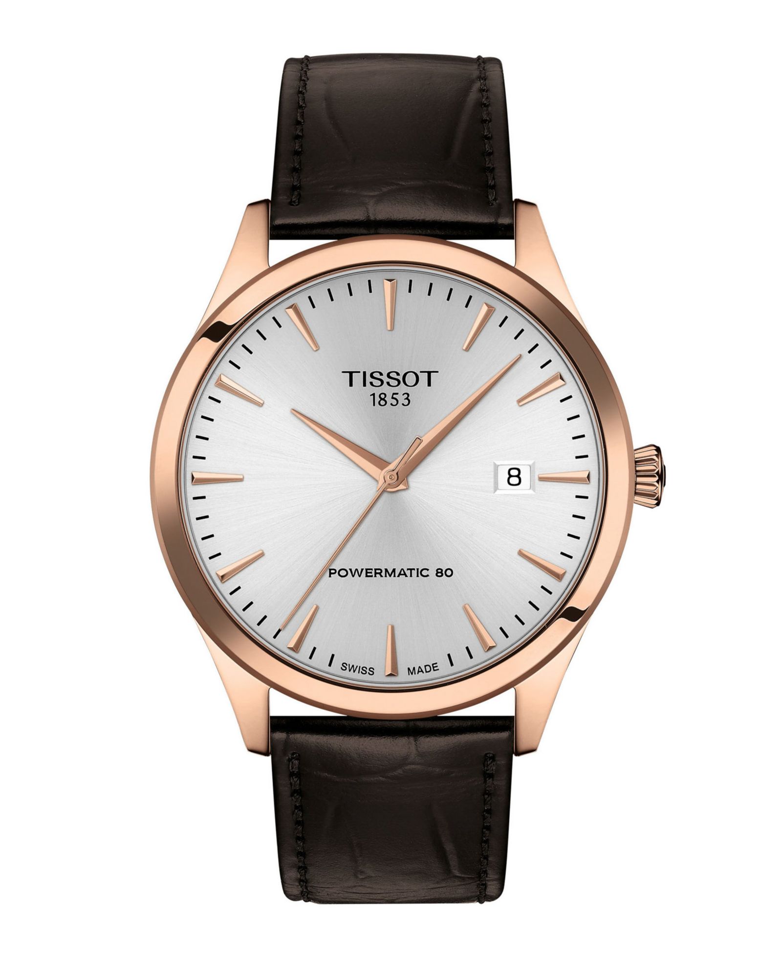 Мужские наручные часы Tissot с коричневым кожаным браслетом, 40mm