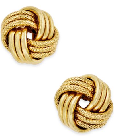 Серьги-гвоздики Italian Gold с узлом Love Knot, полированные, 14k Gold