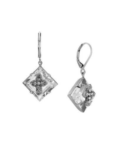 Серьги 2028 Square Crystal Cross с рычажным замком