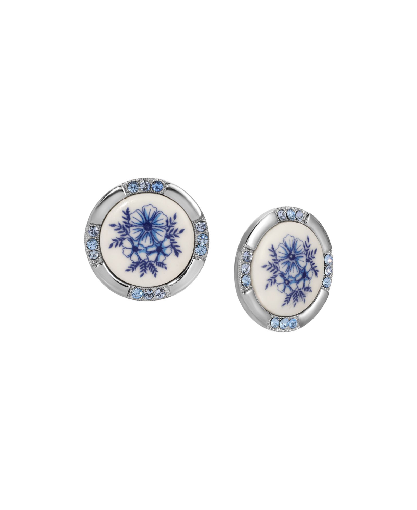 Серьги-гвоздики 2028 Round Blue Floral Crystal