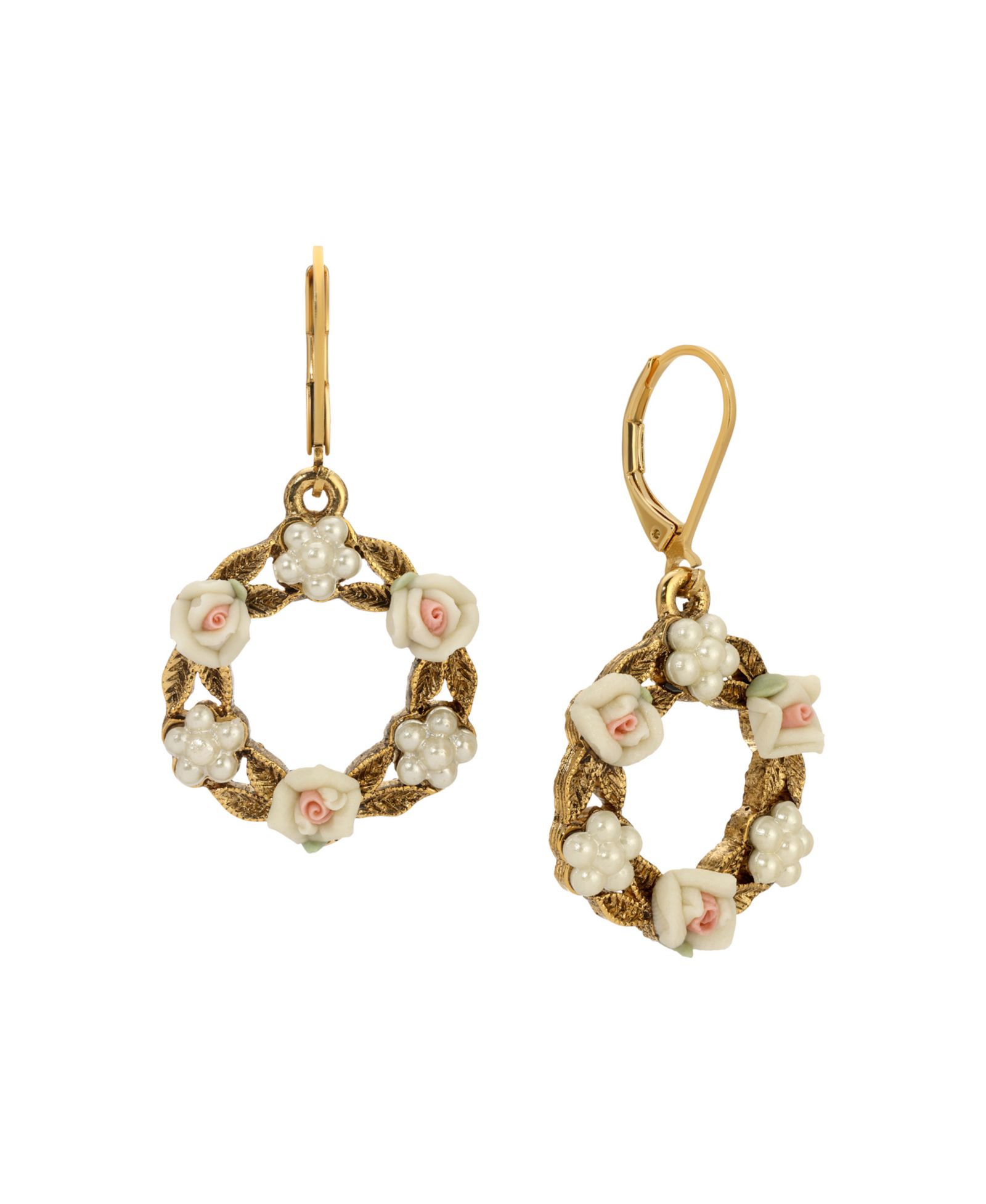 Серьги 2028 Faux Cultivated Pearl White Flower