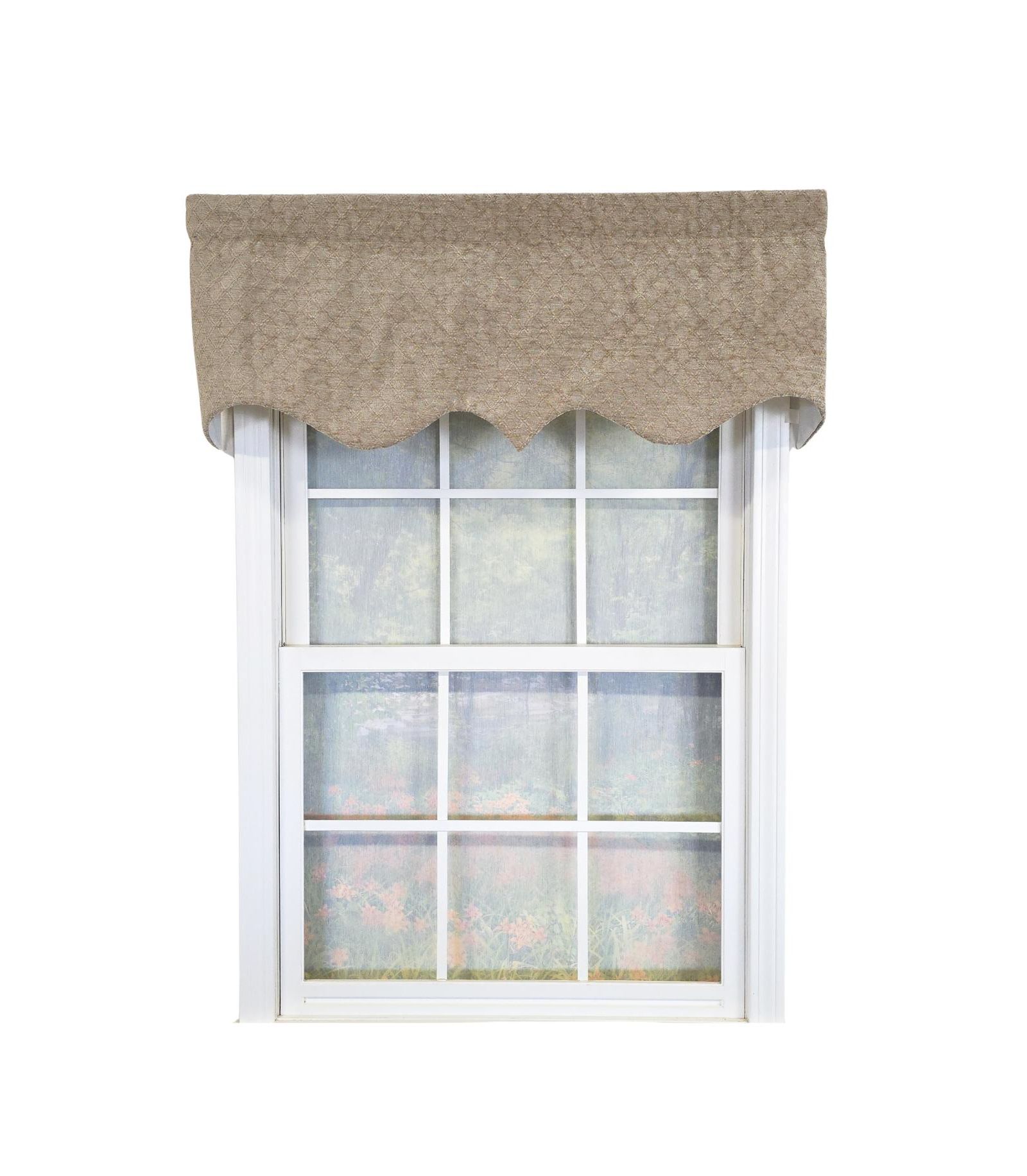 RLF Home 100% Cotton Chenille Regal Fully lined Windows Rod Pocket Valance 50" x 17" Beige