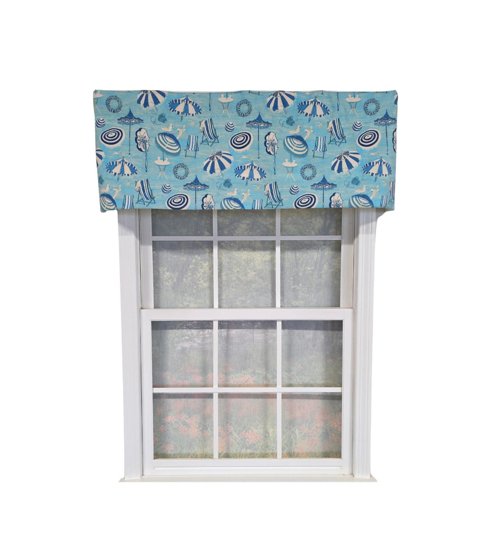 RLF Home 100% Cotton Beach Day Toilored  Fully lined Windows Rod Pocket Valance 51" x 16"  Blue