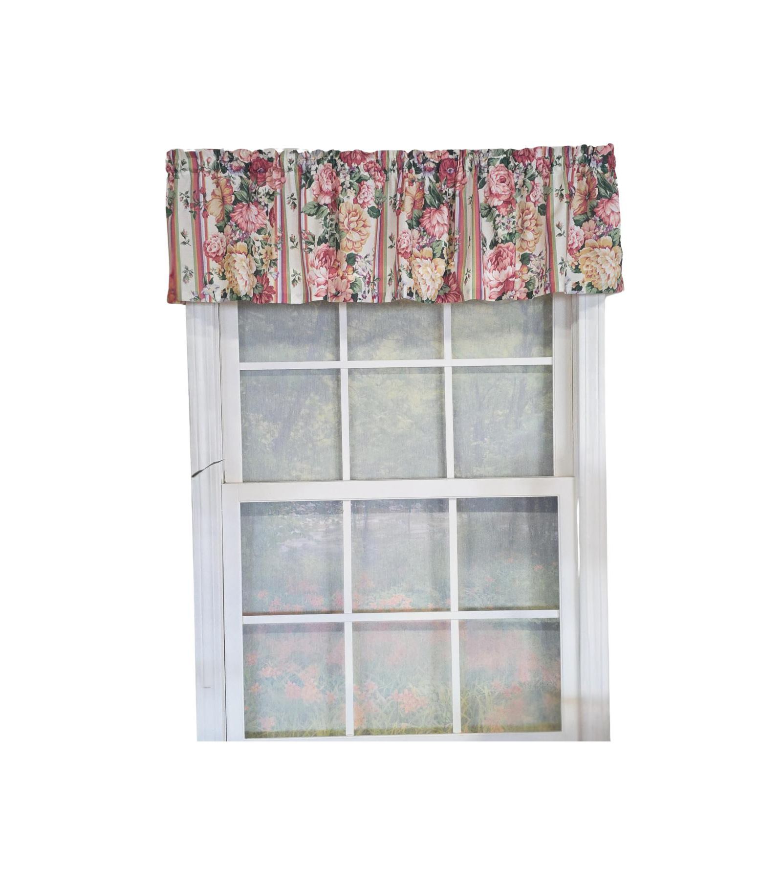 RLF Home 100% Cotton Flower Lane Tailored  Unlined Windows Rod Pocket Valance