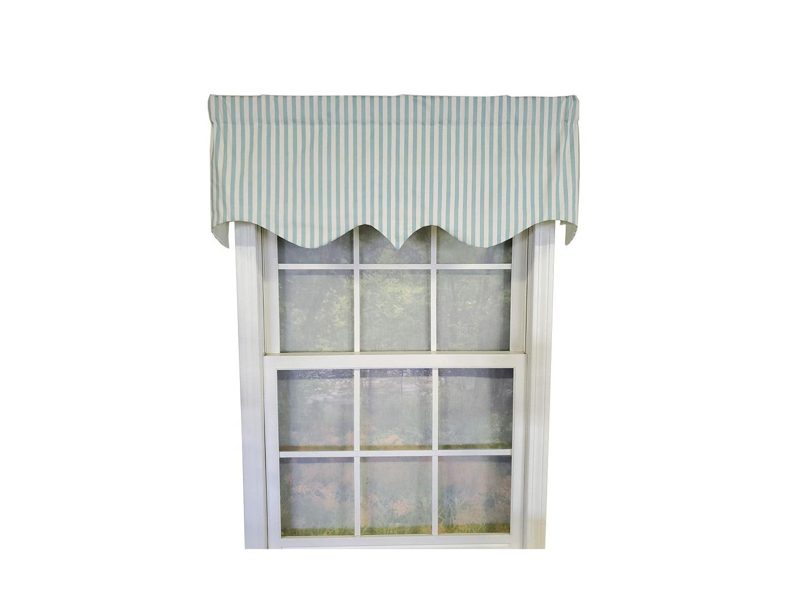 RLF Home Candy Stripe Regal 3" Rod Pocket Lining Luxurious and Elegant Window Treatment Valance 50" x 17" Spa