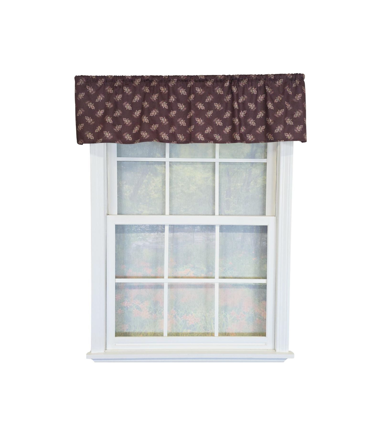 RLF Home 100% Cotton Pine Cones Tailored   Unlined Windows Rod Pocket Valance 51" x 12"  Egg Plant