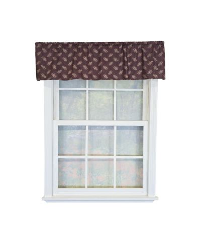 Занавеска RLF Home 100% Cotton Pine Cones Tailored Unlined Windows Rod Pocket Valance 51" x 12" Egg Plant