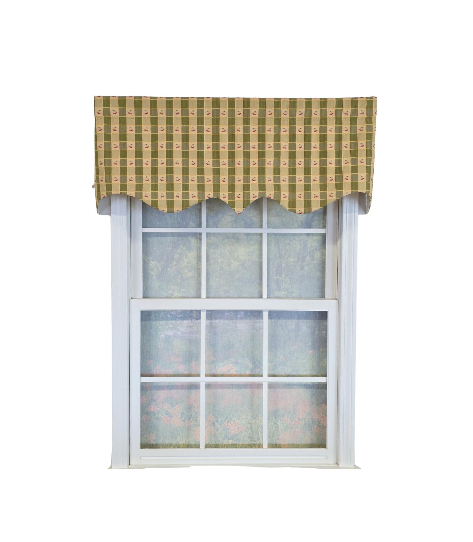 RLF Home 100% Cotton Cherry Squares Regal With Poly/Cotton lining Rod Pocket Valance 50" x 15"