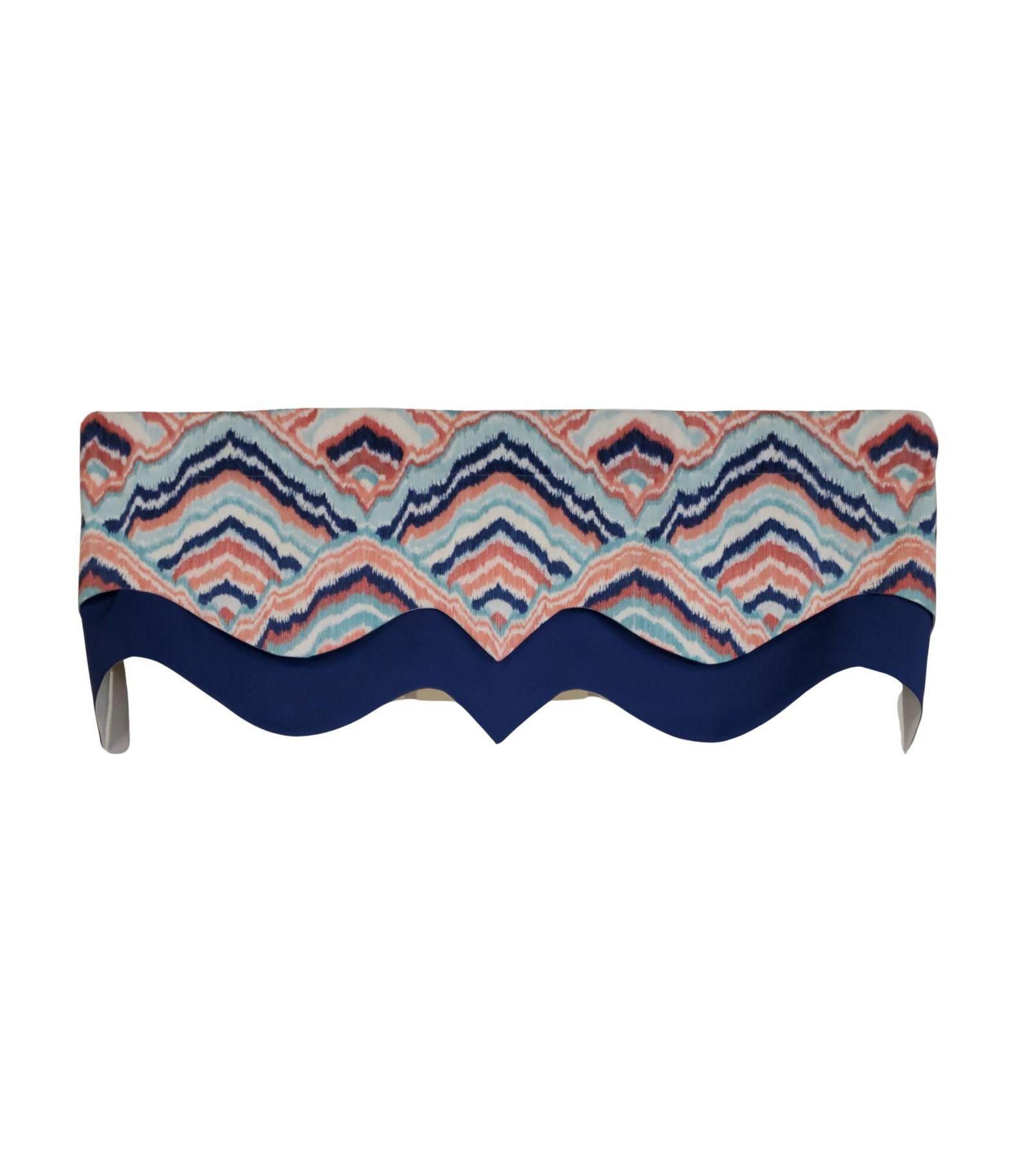 RLF Home 3" Rod Pocket High Quality Fabric Frequency D-Regal Valance for Windows 50" x 17" Navy