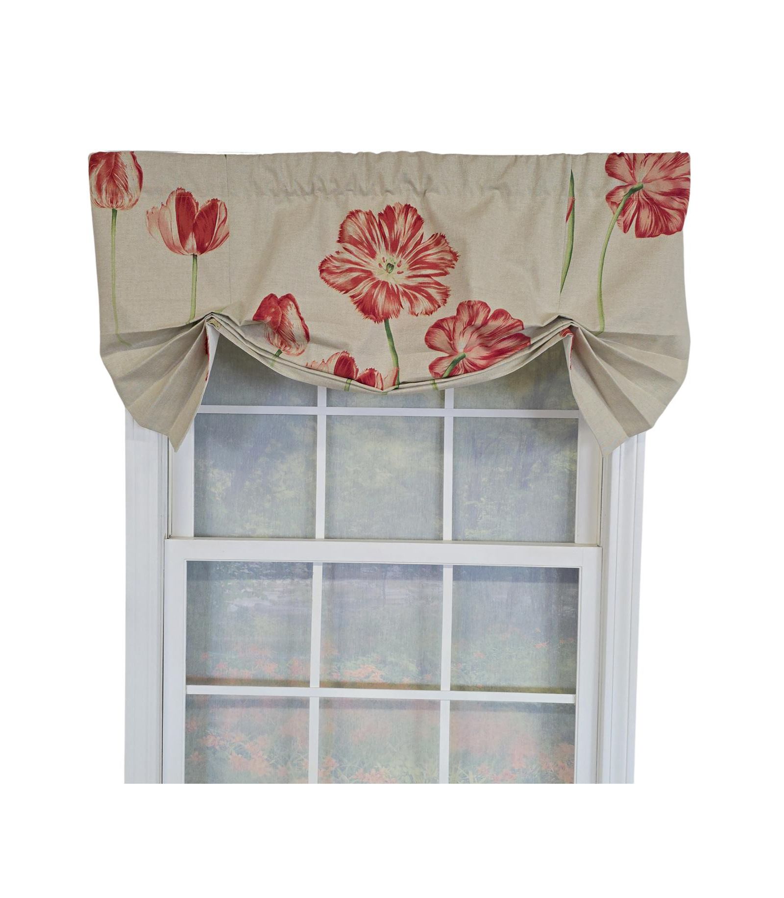 RLF Home 100% Cotton La Tulipe Butterfly With Poly/Cotton Ivory lining Rod Pocket Valance 50" x 16" Linen