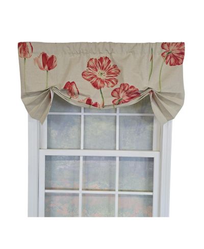 RLF Home 100% Cotton La Tulipe Butterfly With Poly/Cotton Ivory lining Rod Pocket Valance 50" x 16" Linen