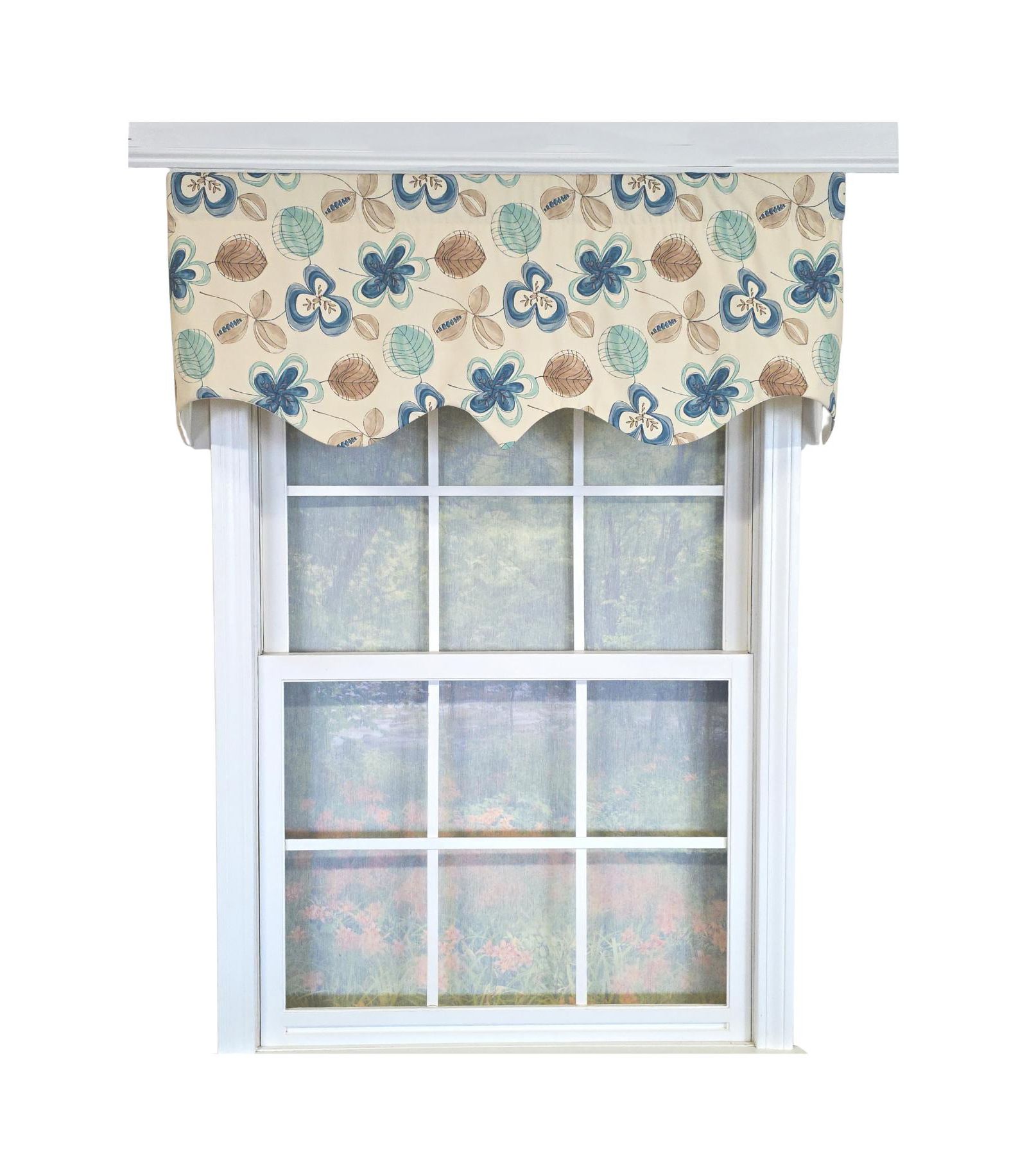 RLF Home 100% Cotton Jolly Glory  Fully lined Windows Rod Pocket Valance 50" x 16"  Cream
