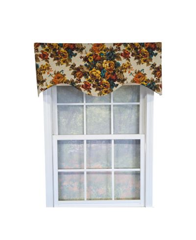 RLF Home 100% Cotton Bountiful Cornice  Fully lined Windows Rod Pocket Valance 50" x 17"  Multi