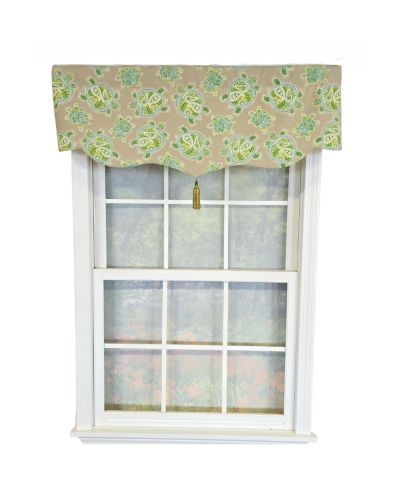 RLF Home 100% Cotton Tortuga Stanform  Fully lined Windows Rod Pocket Valance 50" x 16"