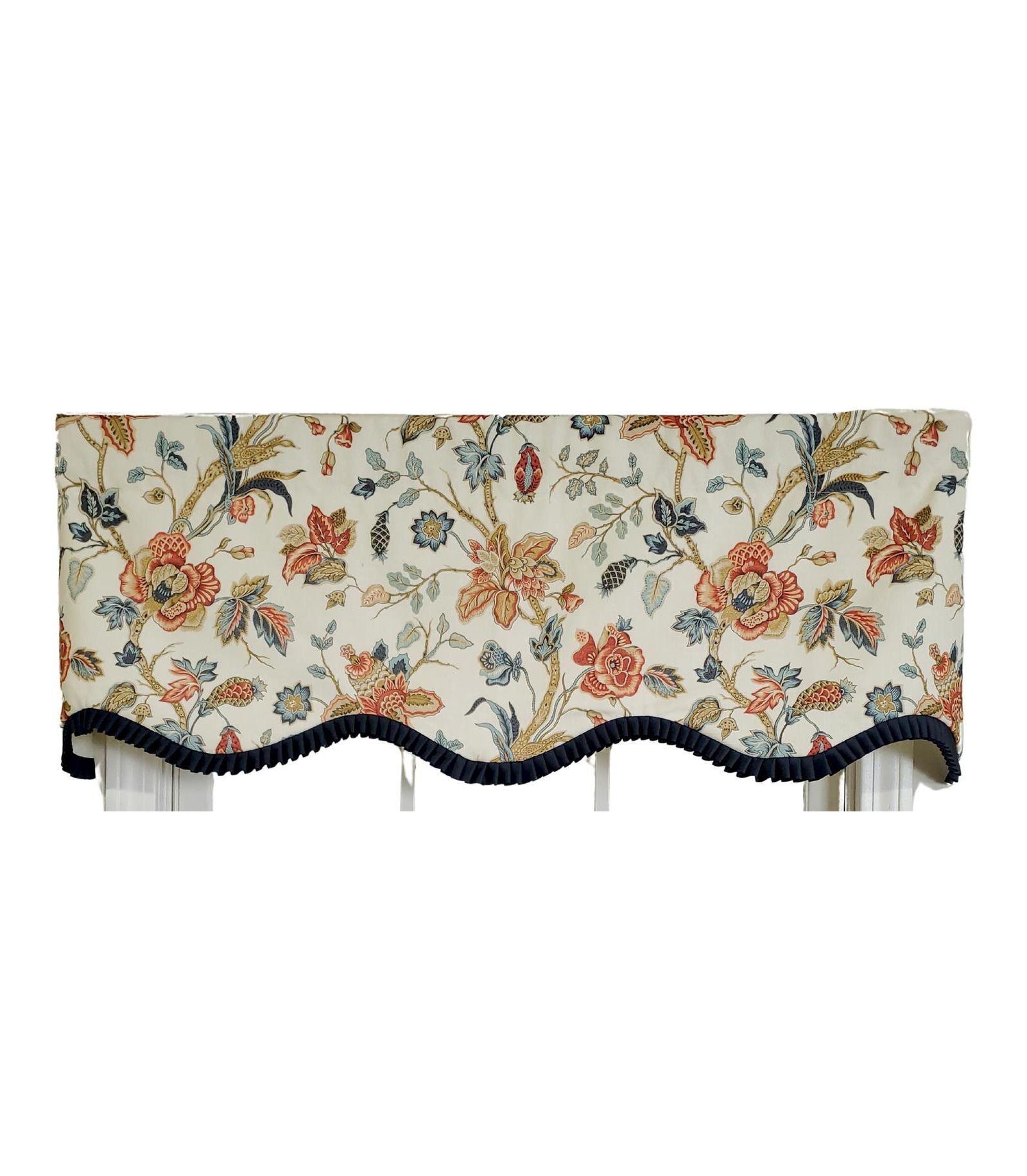 RLF Home Giana Ruffled Provance 100% Cotton 3" Rod Pocket Window Valance 50"x15" Americana