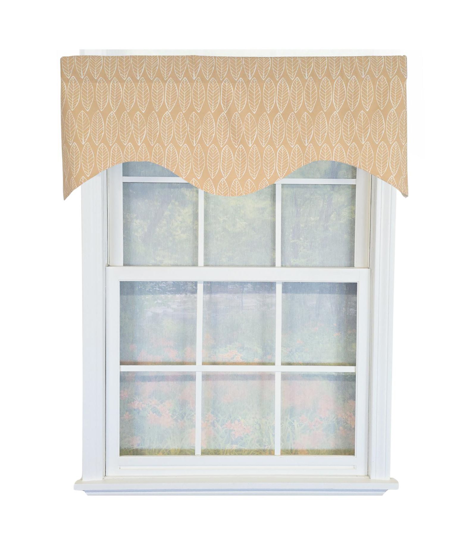 RLF Home Fall Cornice Valance - 100% Cotton with Ivory Lining 50" x 17"  Tan
