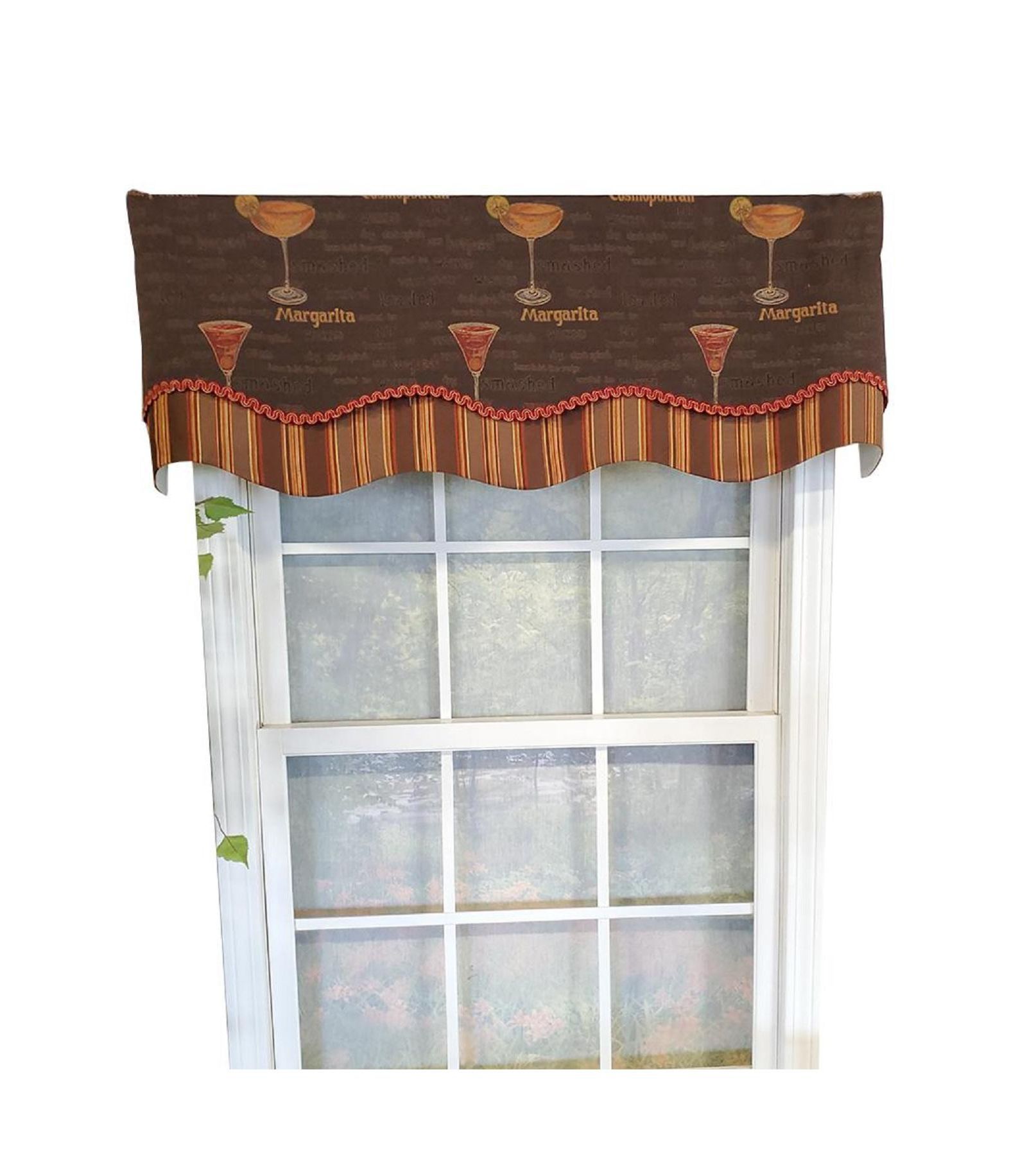 RLF Home Martini Glory 3" Rod Pocket Lining Luxurious and Elegant Window Treatment Valance 50" x 16" Oakwood