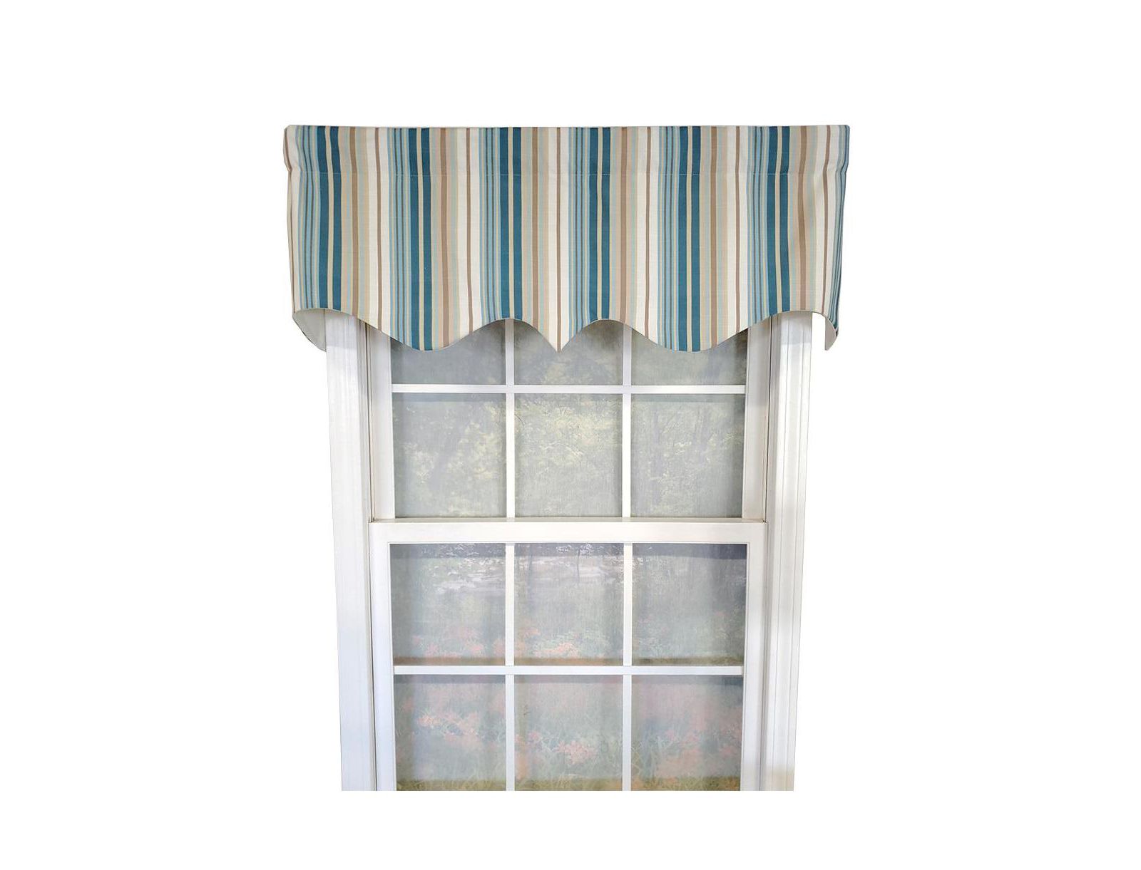 RLF Home Elisa Stripe Regal 100% Cotton with Fully Lined 3" Rod Pocket High Quality Spot Clean Valance 50" x 17" Blue