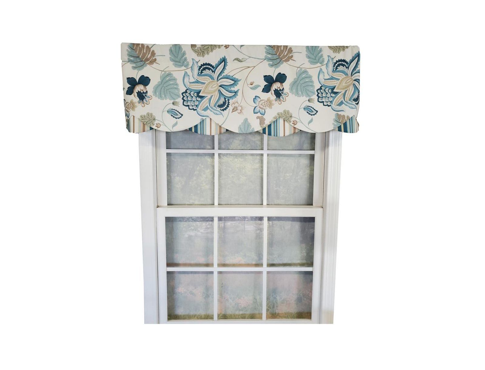 RLF Home Samanta 100% Cotton Luxurious Lining Stripe Rod Pocket Petticoat Valance