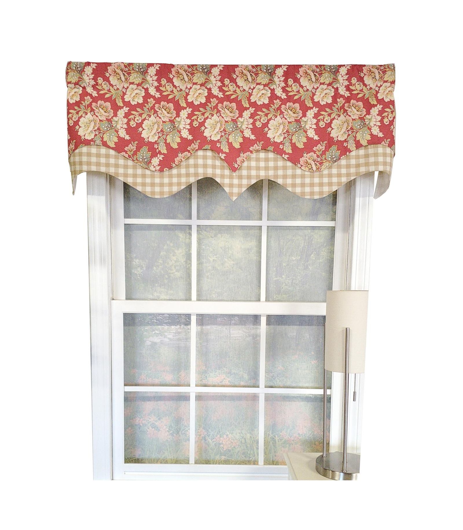 RLF Home 3" Rod Pocket High Quality Fabric Basili D-Regal Valance for Windows 50" x 17" Red