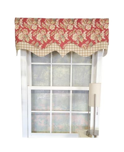 RLF Home 3" Rod Pocket High Quality Fabric Basili D-Regal Valance for Windows 50" x 17" Red