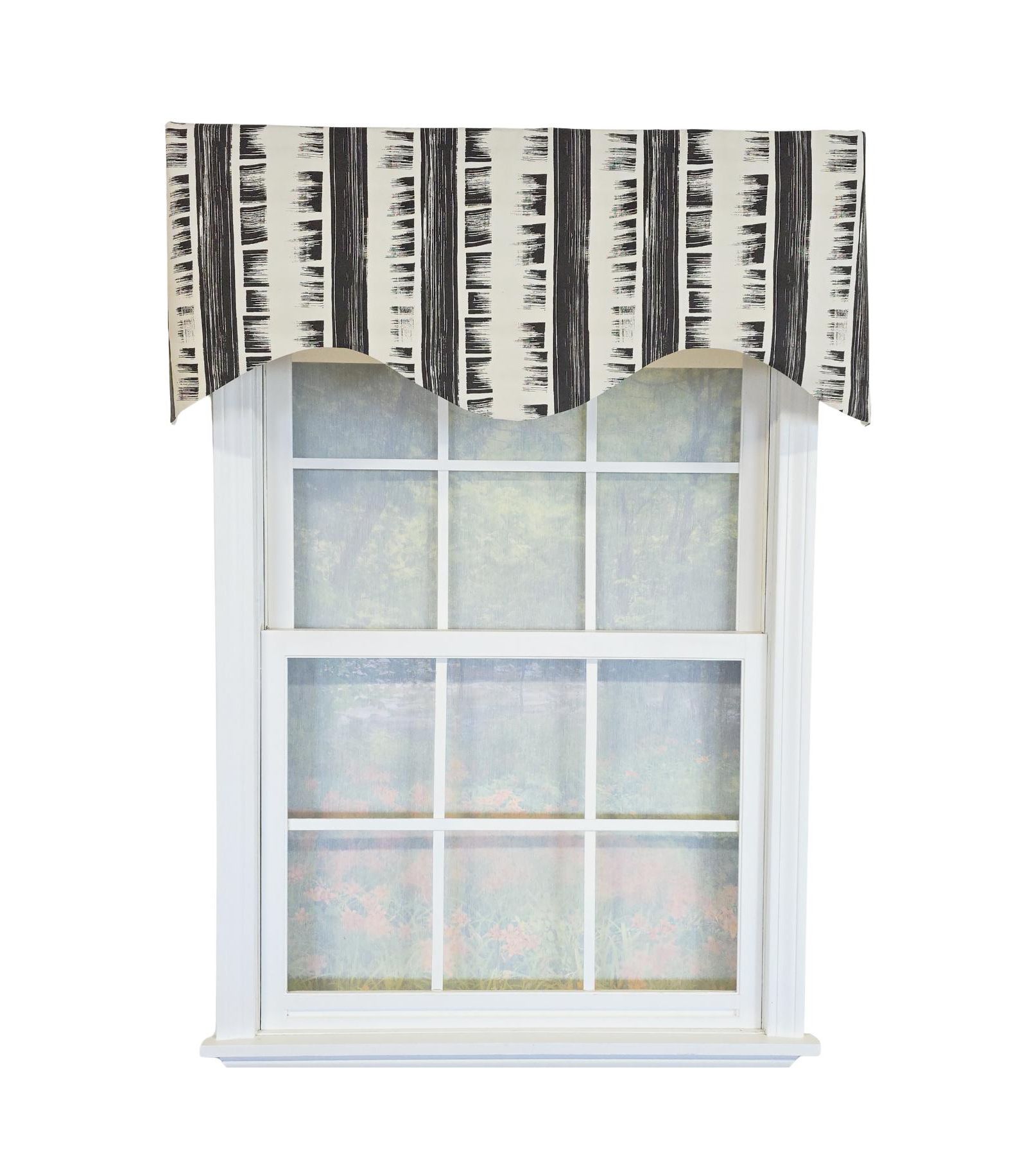 RLF Home 100% Cotton Jaspeado Cornice With Poly/Cotton Ivory lining Rod Pocket Valance 50" x 17" Black