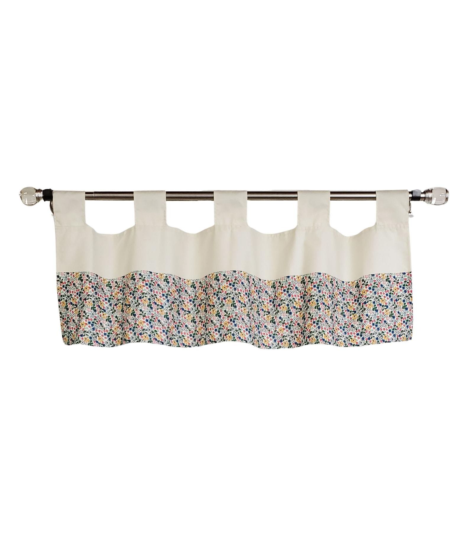 RLF Home 4" Top Tab High Quality Fabric Petite flower Tab Valance for Windows 50" x 15"