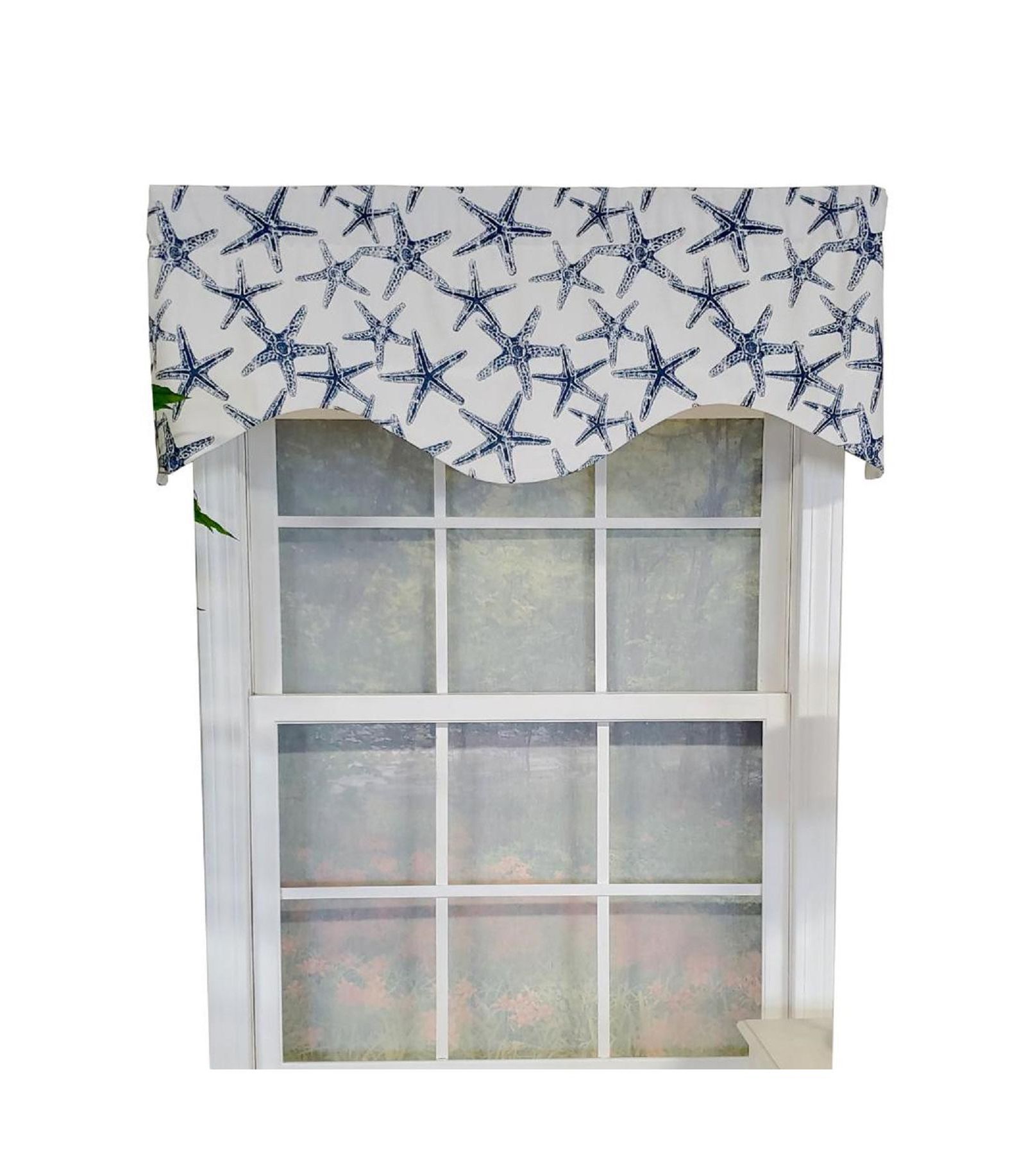 RLF Home Sea Friends Cornice 3" Rod Pocket Lining Luxurious and Elegant Window Treatment Valance 50" x 17" Navy