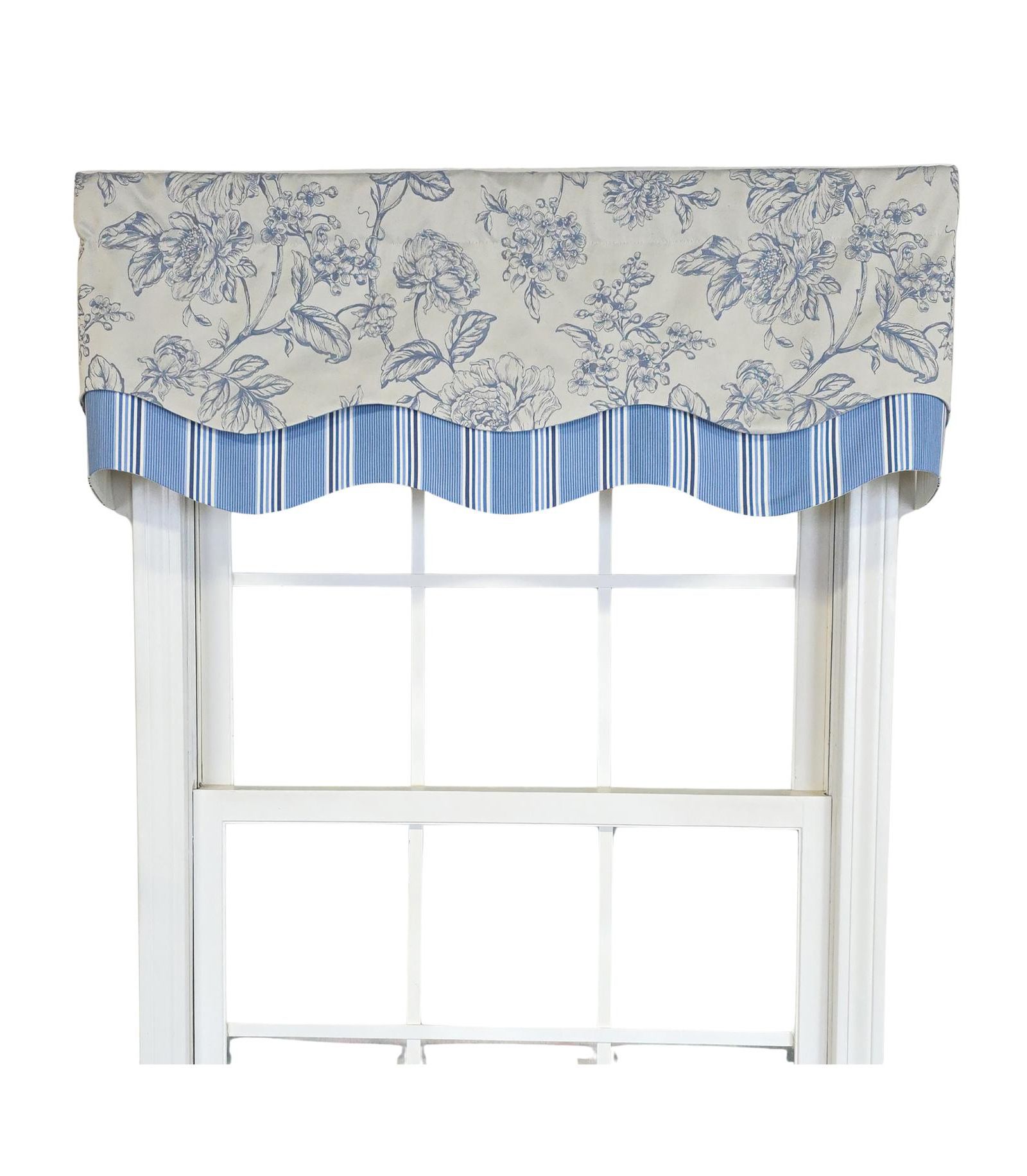 RLF Home 100% Cotton Ashington Glory  Fully lined Windows Rod Pocket Valance 50" x 16"  Blue