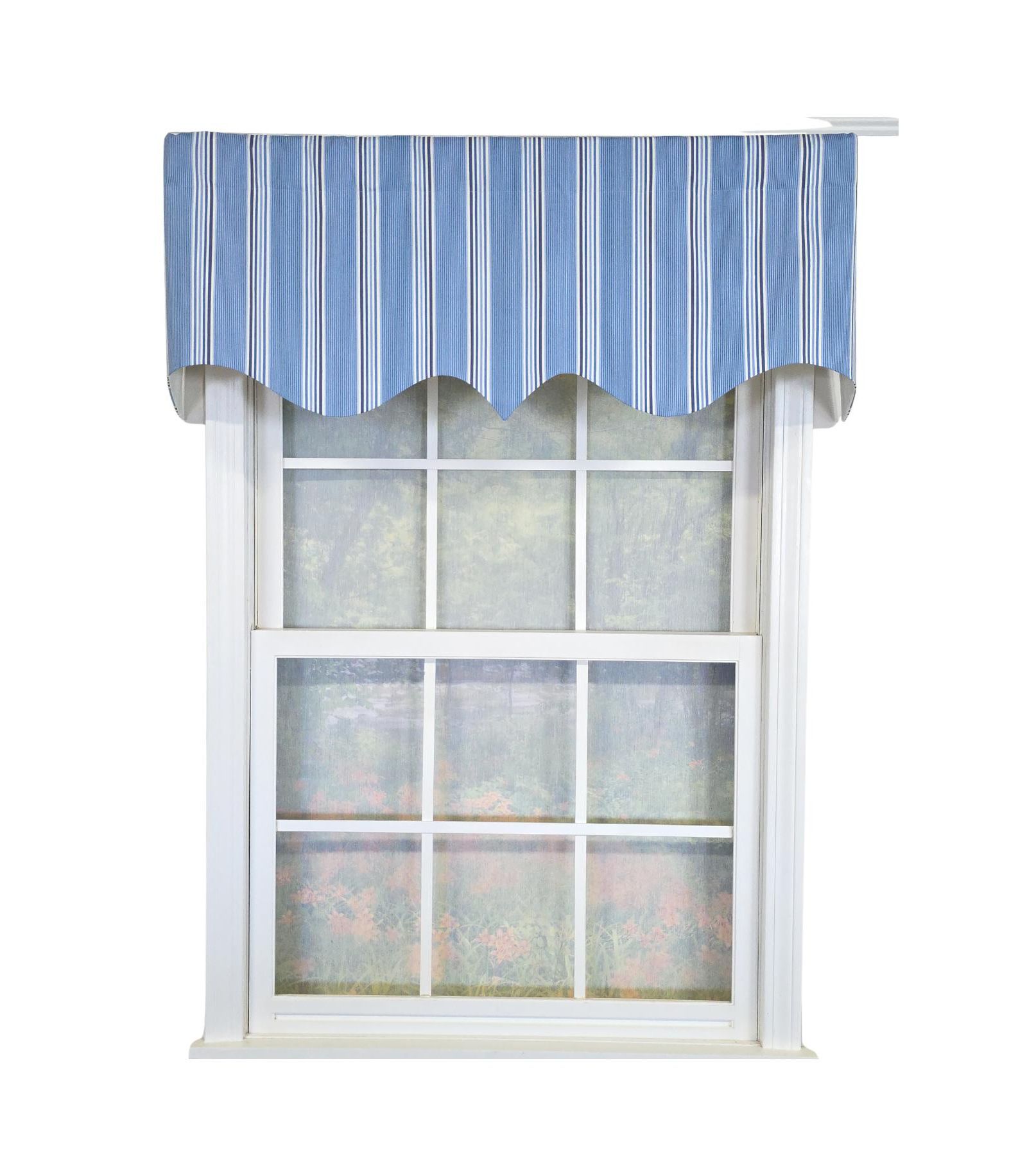 RLF Home 100% Cotton Freya Stripe Regal  Fully lined Windows Rod Pocket Valance 50" x 17"