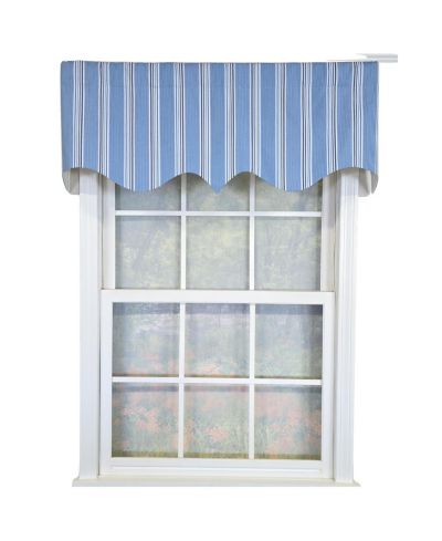 RLF Home 100% Cotton Freya Stripe Regal  Fully lined Windows Rod Pocket Valance 50" x 17"