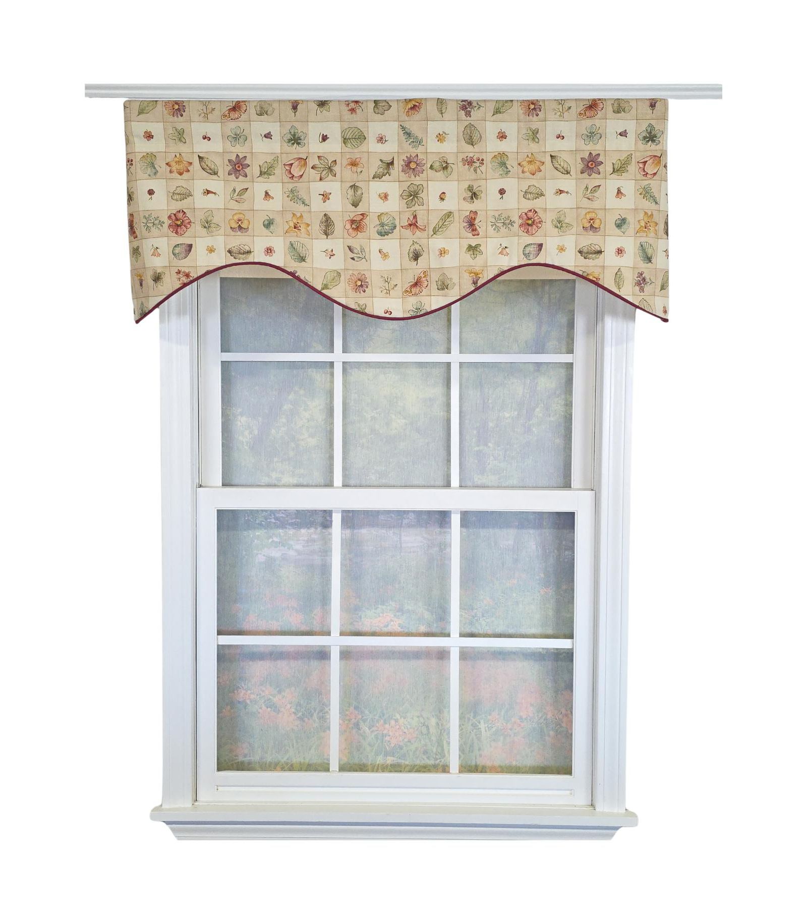 RLF Home Ботаническая занавеска-валанс - 100% хлопок с айвори подкладкой 50" x 17", бежевый